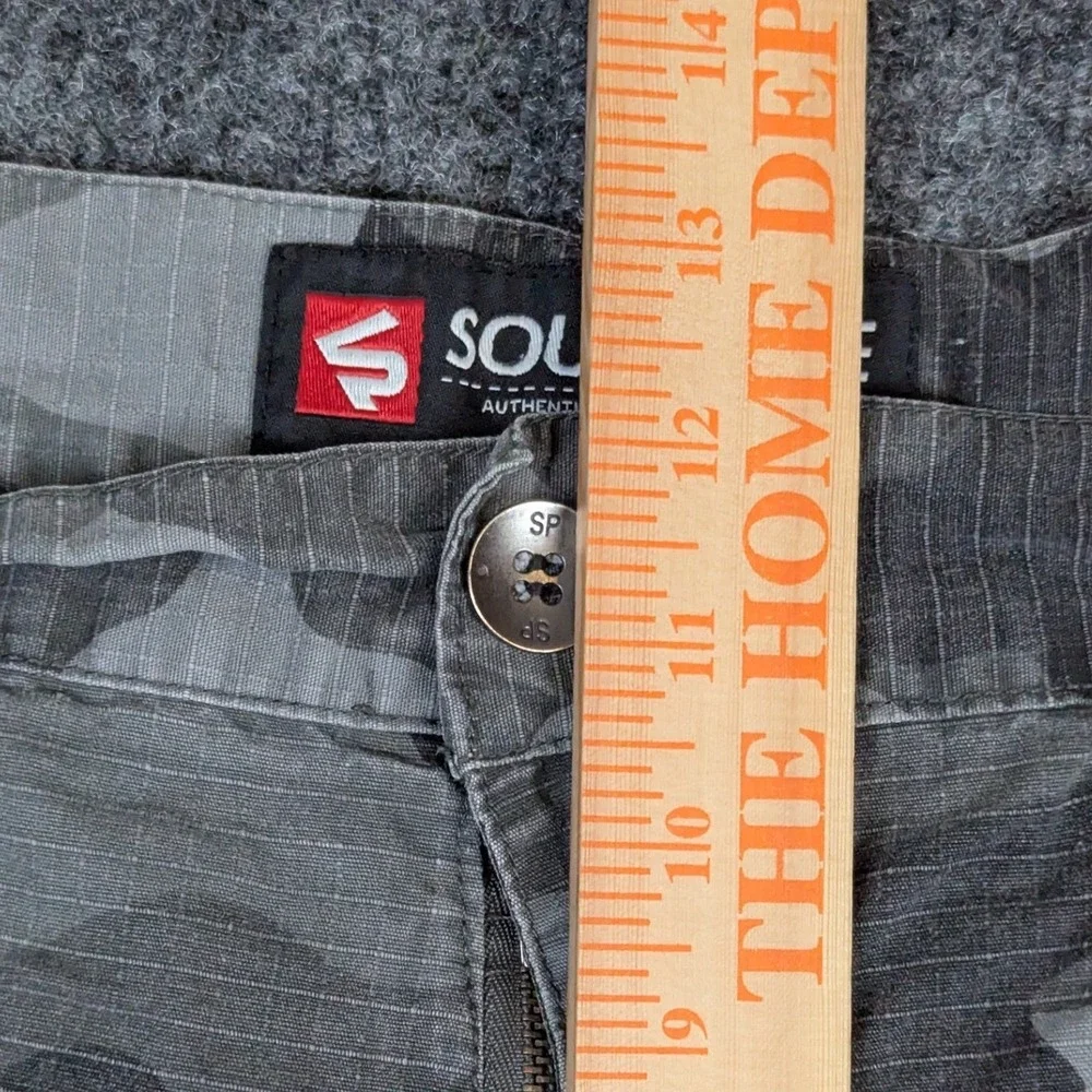 Y2K Southpole 34 Mens Baggy Grey Camouflage Cotton Ripstop Tactical Cargo Shorts